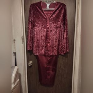 NWOT Secret Treasure Loungewear Set Burgundy 1XL